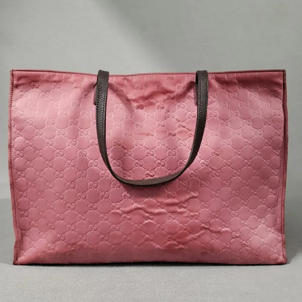 GUCCI Light Red Nylon‎ Embossed Tote Bag Project Piece 355729 467891 Princy - Picture 2 of 16
